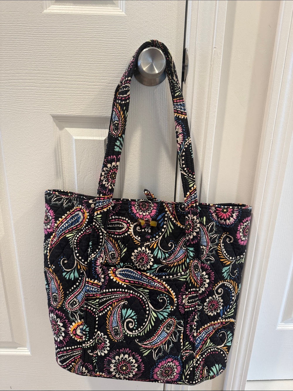 Vera Bradley Black and Pink Paisley travel tote  Bandana Swirl.   Like New